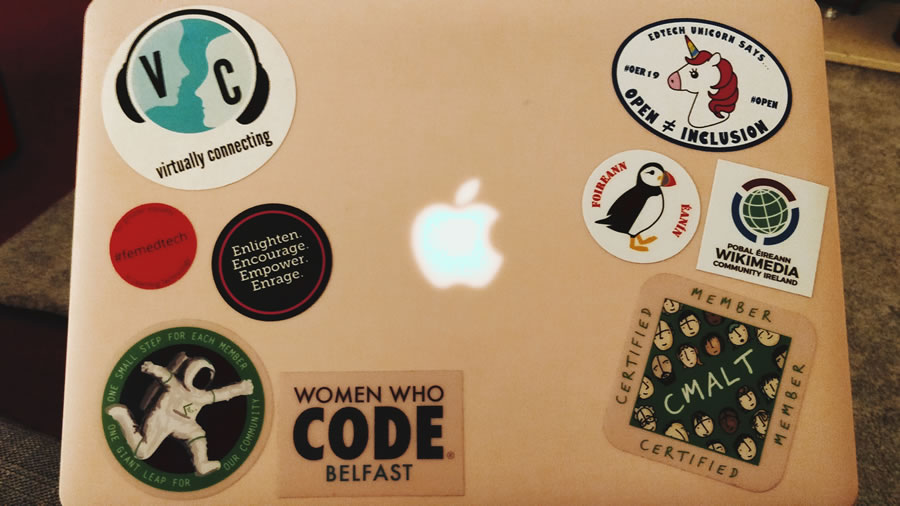 Stickers on laptop cover