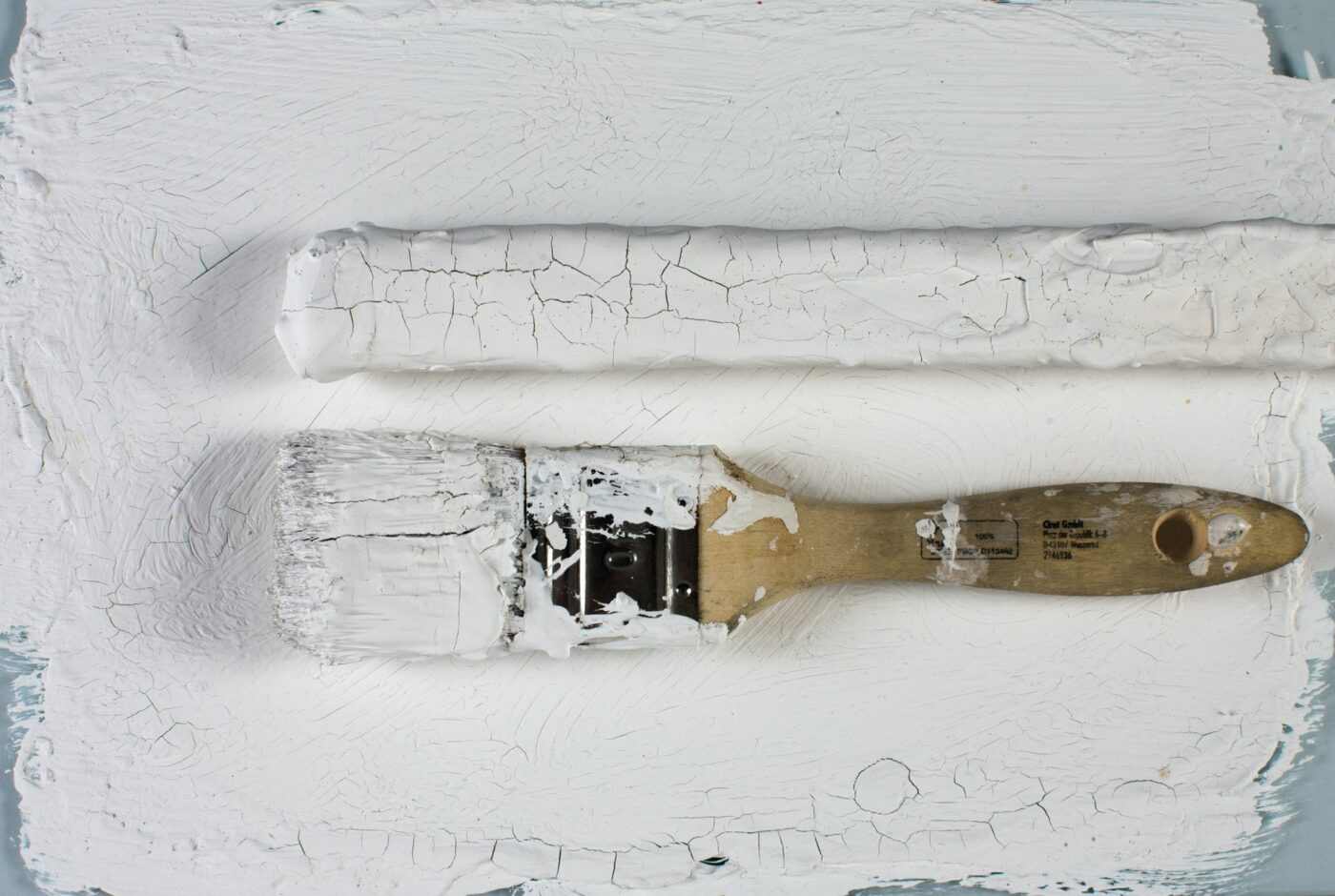 White paint brush on a table